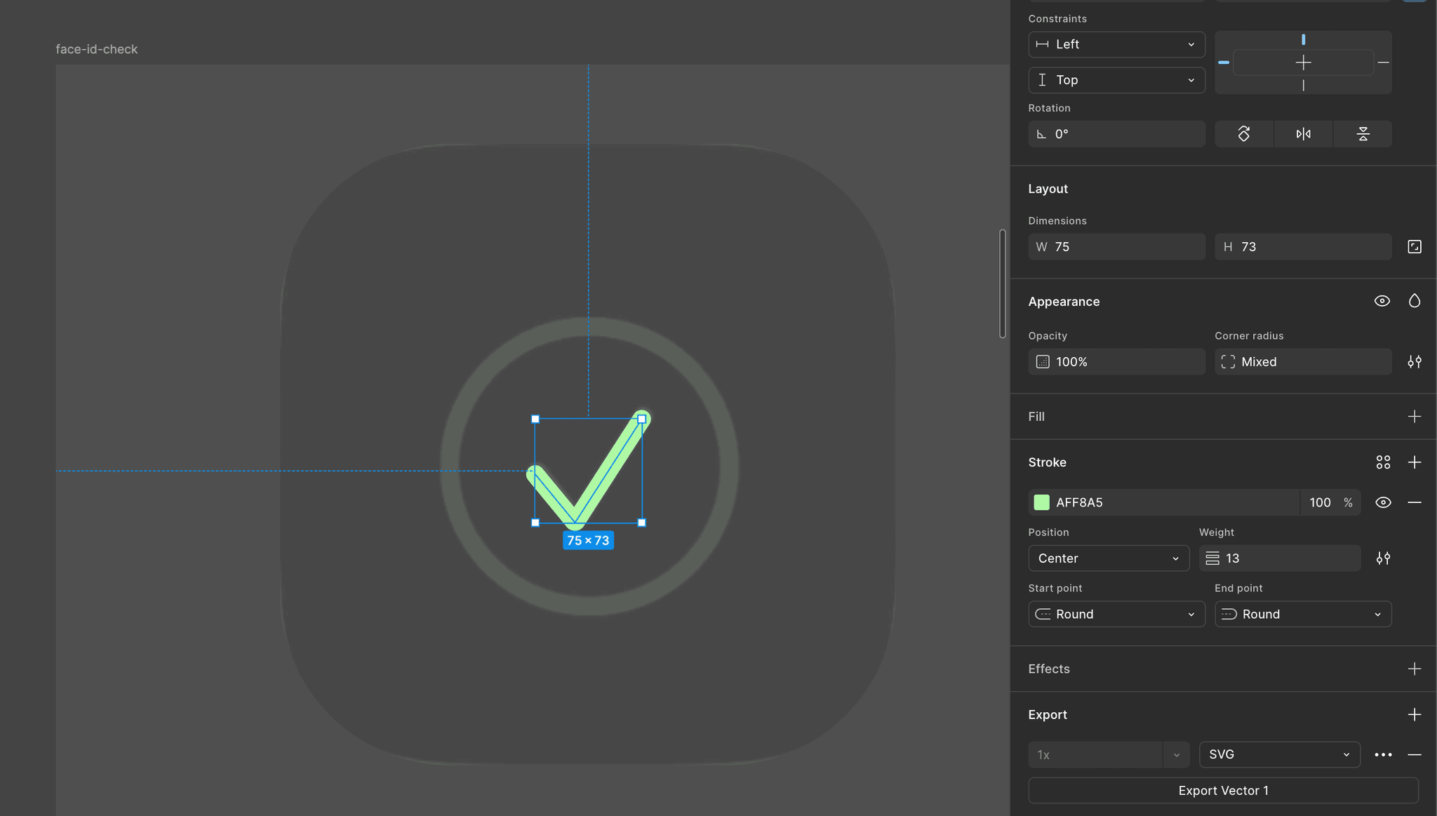 Traced checkmark in Figma